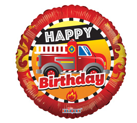 Birthday Fire Truck Mylar Balloon
